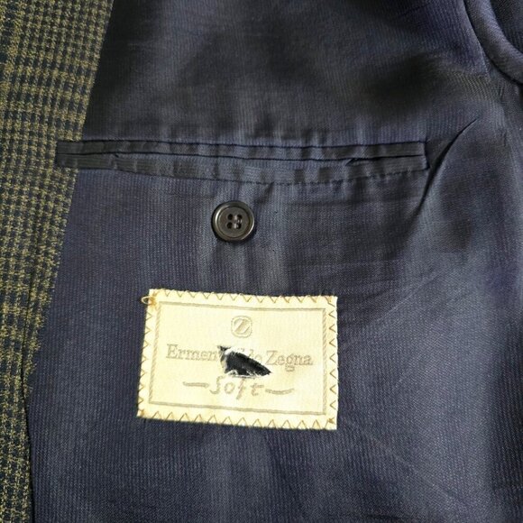 Ermenegildo Zenga Vintage Plaid Soft Single Breasted Blazer Sz 42R - Picture 8 of 11